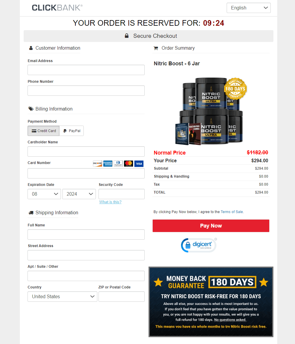 Nitric Boost Secure Order Form